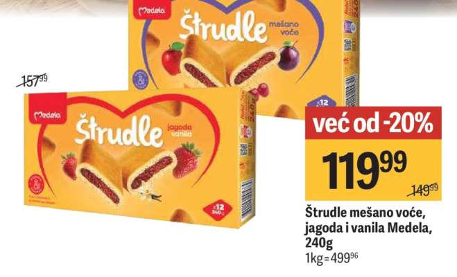 Štrudle mešano voće, Jagoda I vanila Medela, 240g