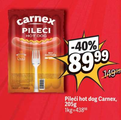 Pileći hot dog Carnex 205g