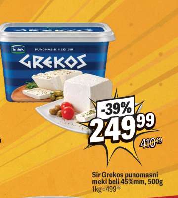 Sir Grekos punomasni meki beli 45%mm, 500g