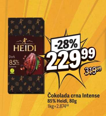 Čokolada crna Intense 85% Heidi, 80g