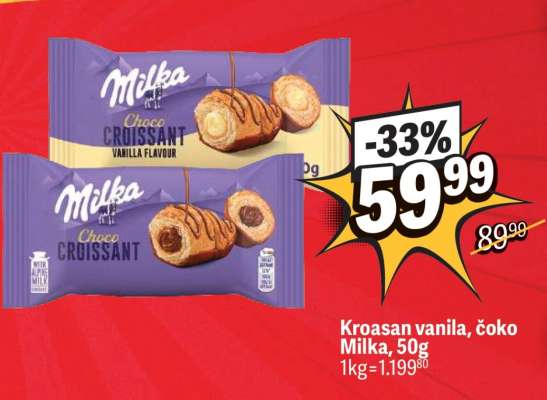Kroasan vanila, čoko Milka, 50g