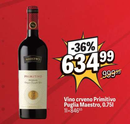 Vino crveno Primitivo Puglia Maestro 0,75l