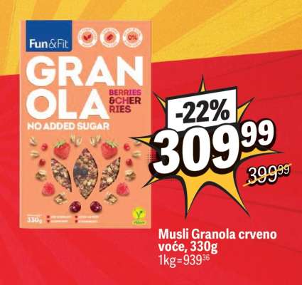 Musli Granola crveno voće, 330g