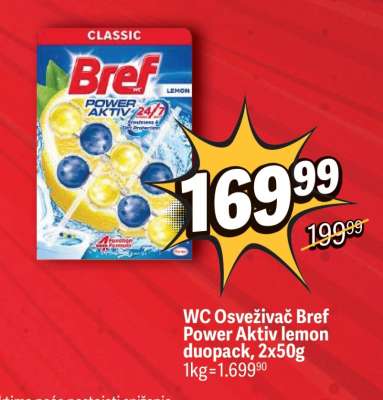 WC Osveživač Bref Power Aktiv lemon duopack, 2x50g