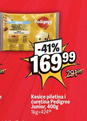 Kesice piletina i ćuretina Pedigree Junior, 400g