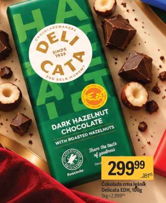 Cokolada crna lešnik Delicata EDH 100g