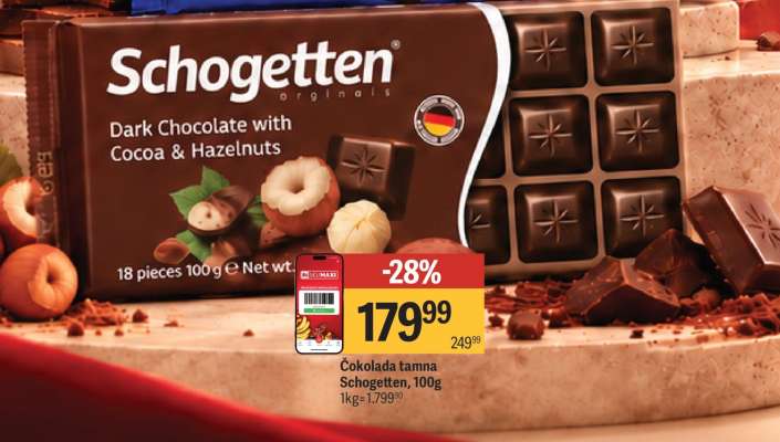 Čokoláda tmavá Schogetten, 100g