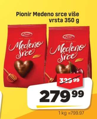 Pionir Medeno srce više vrsta 350 g