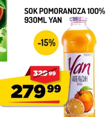 Sok Pomorandža 100% 930ml Yan