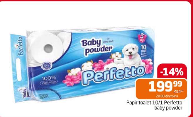 Papír toalet 10/1 Perfetto baby powder
