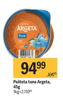 Pašteta tuna Argeta, 45g