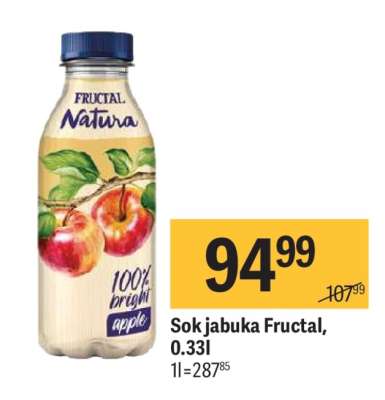 Sok jabuka Fructal, 0.33l