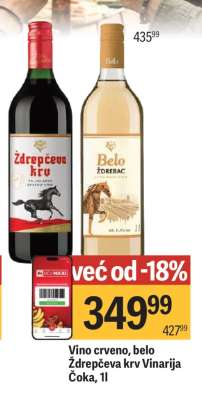 Vino crveno, belo Ždrepčeva krv Vinarija Čoka, 1l