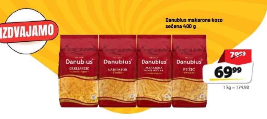 Danubius makarona koso sečena 400 g